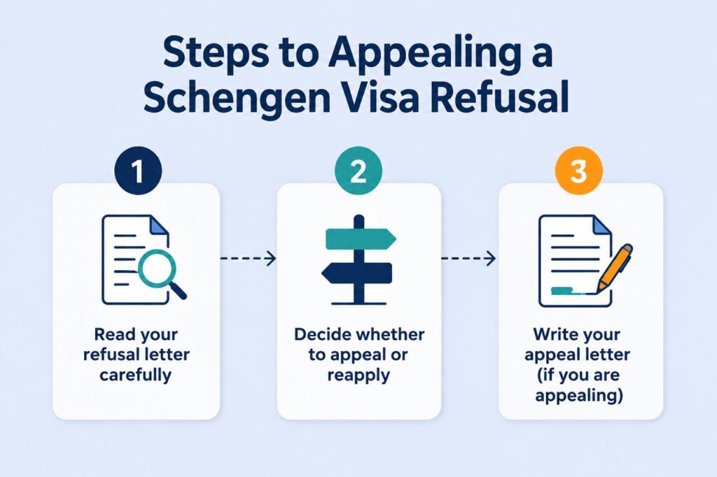 Steps for Schengen visa refusal approval