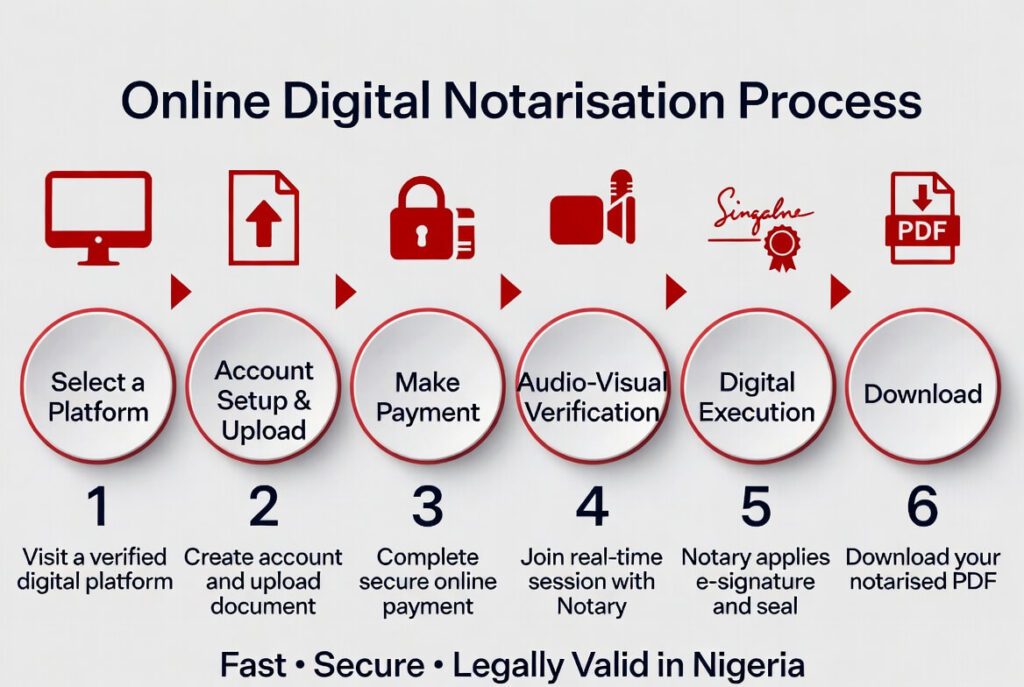 Online notarization process infographics