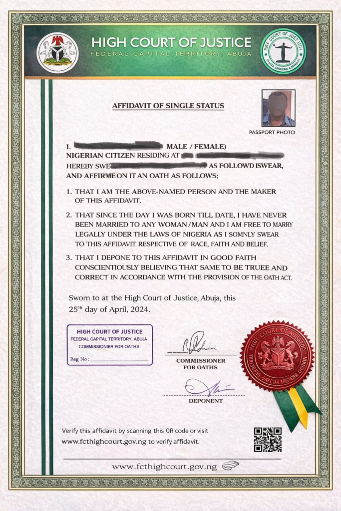 affidavit-of-single-status-high-court-abuja