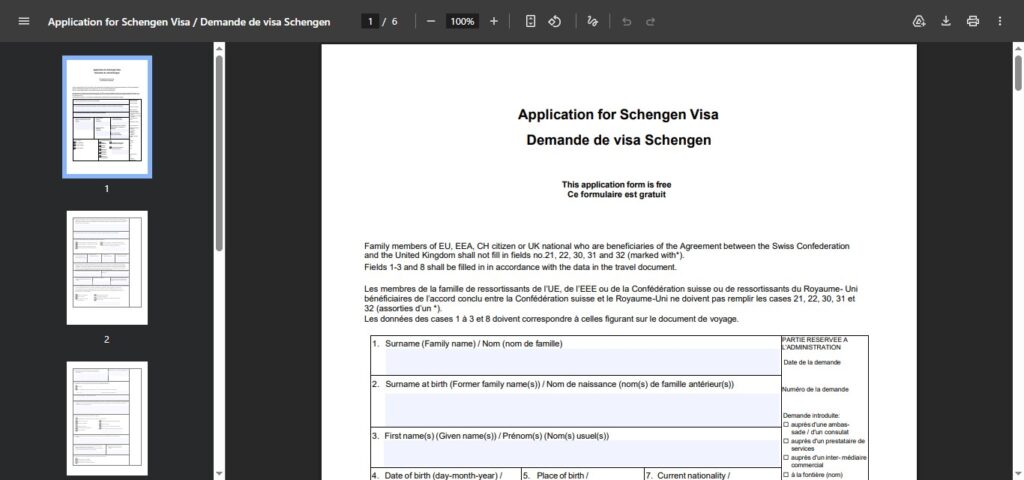 step 2i of Switzerland visa application