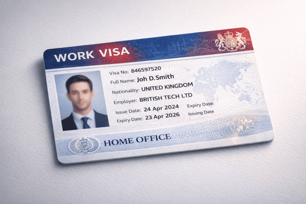 work visa card sample