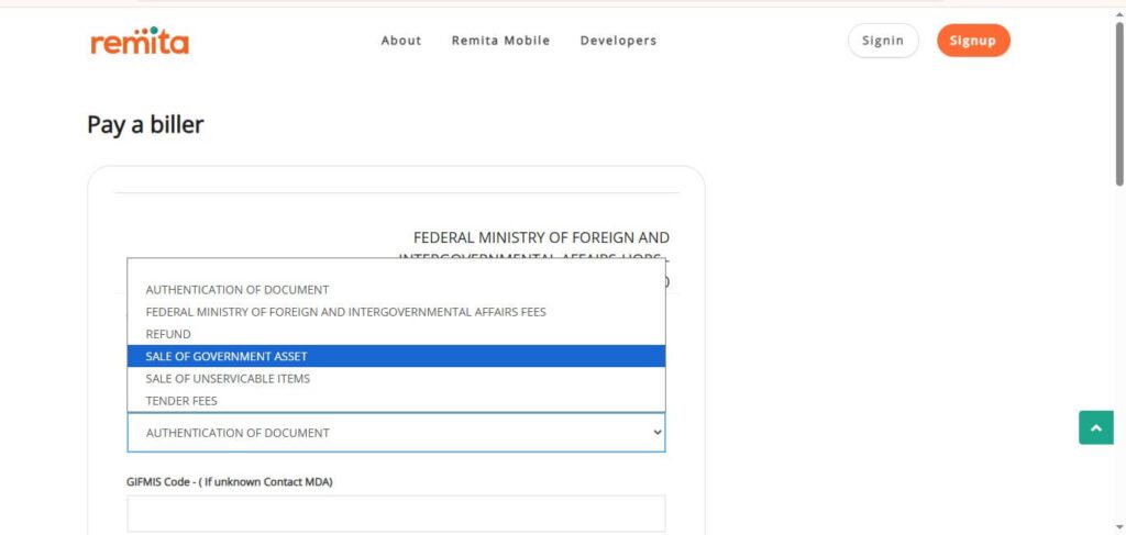 step 2 Remita screenshot