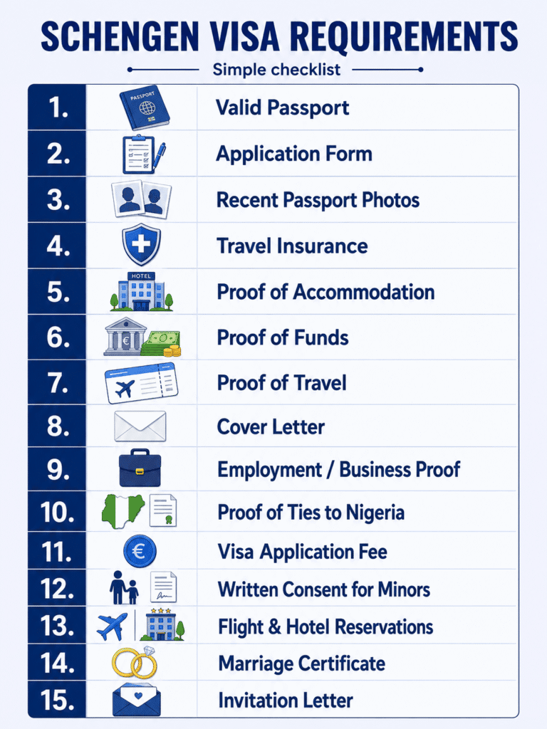 List of Schengen visa requirements
