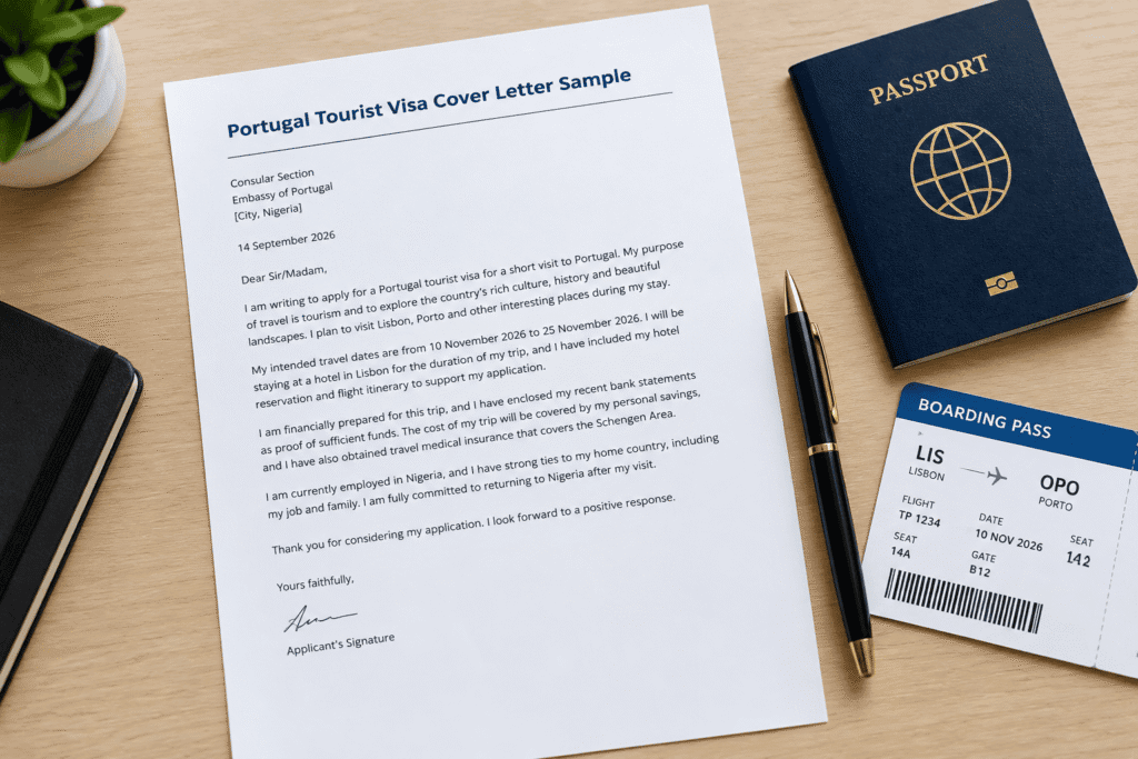 Sample cover letter for a Portugal tourist visa