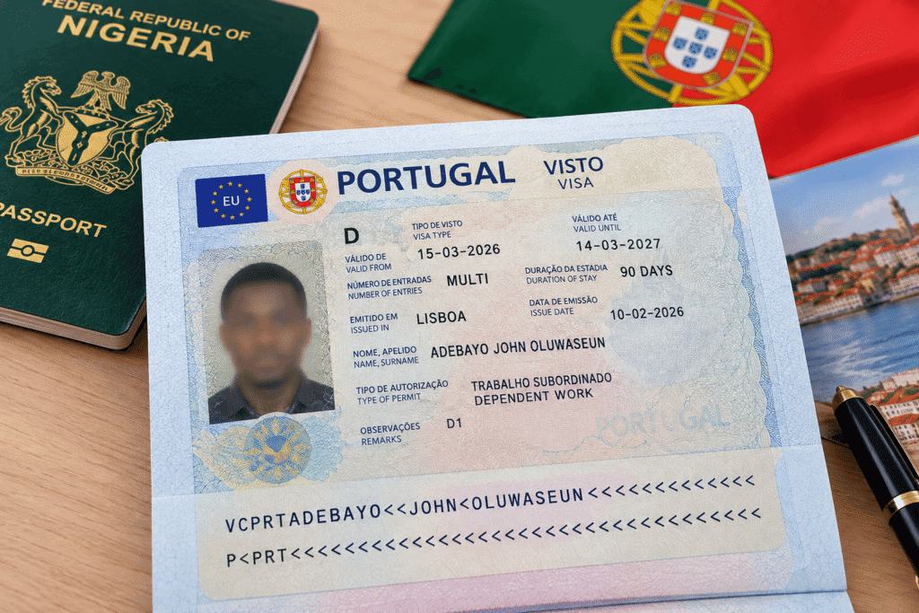A sample of a Portugal work visa